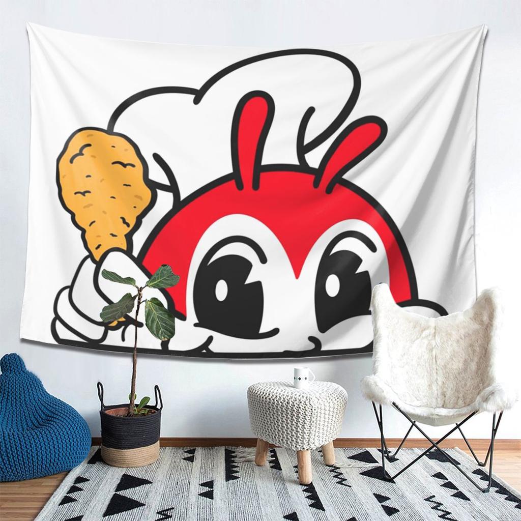 JOLLIBEE PEEKING CUTE CHICKEN JOY FILIPINO Tapestry Wall Hanging Aesthetic Home Decor Tapestries for Dorm Room