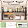 YOUQIN Kitchen Sink Under-Storage Rack, Extendable Multi-Layer Shelf, Cabinet Divider, Multifunctional Cookware Organizer
