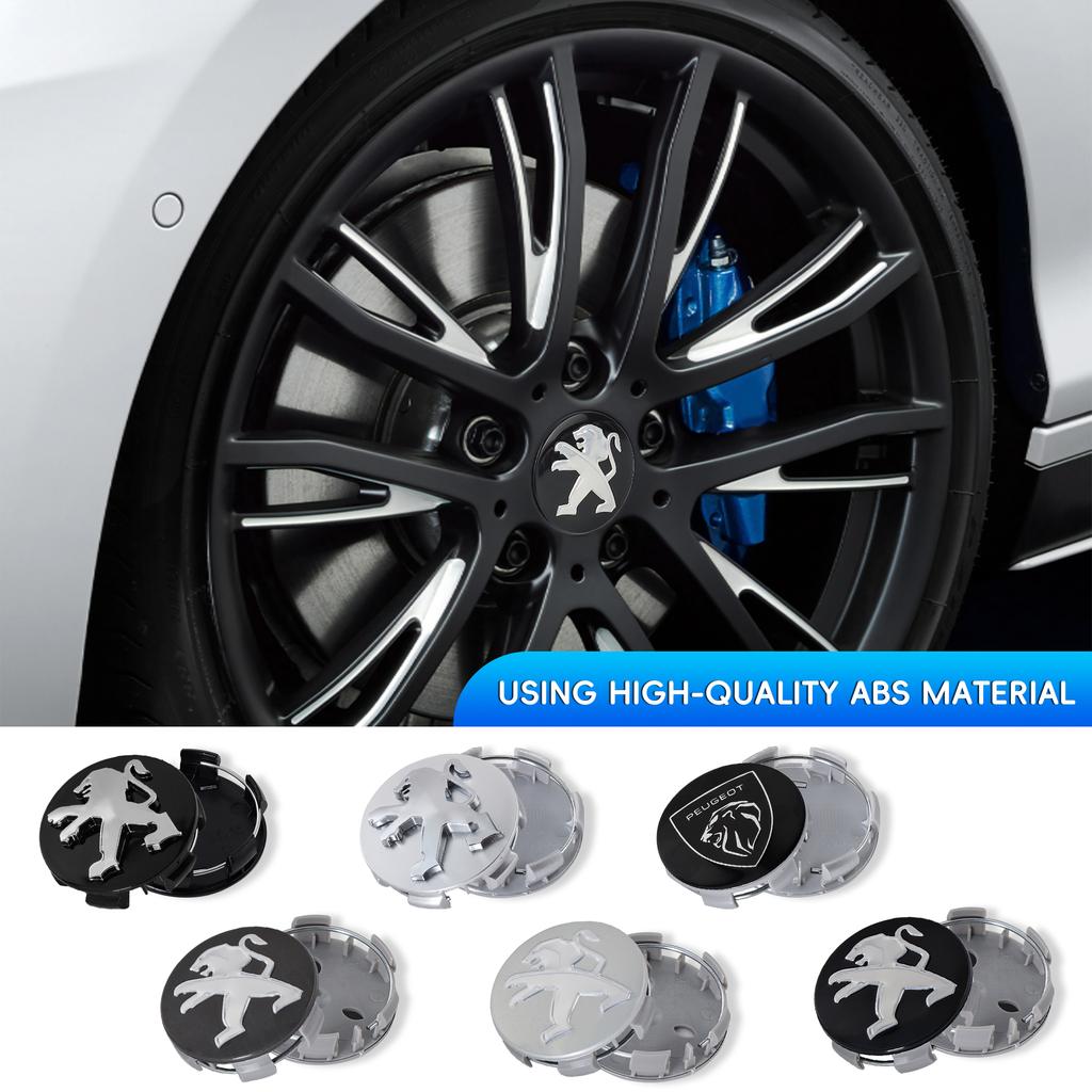 4Pcs Car Hub Cap Wheel Center Cover Decoration Accessories For Peugeot 408 4008 308 3008 2008 5008 508 106 107 208 301 205 607