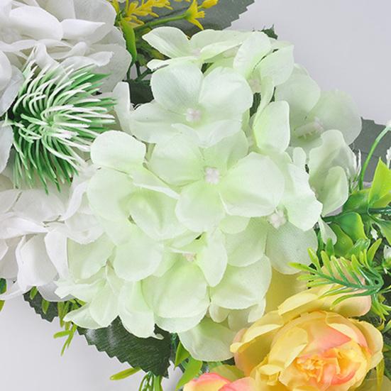 Spring Rattan Wreath Artificial Hydrangea Rose Wreath for Front Door Lifelike