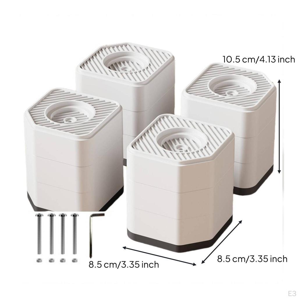 4 Pieces Appliance Support Pad Ribbed Surface AntiSlip Foot Shock Absorbing Gray 1 Layer