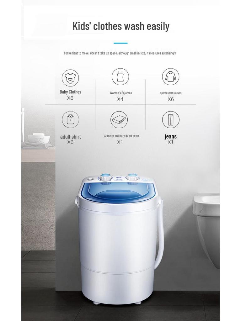 Compact Semi-Automatic Washing Machine with Spin-Dryer for Socks, Children's & Baby Clothes