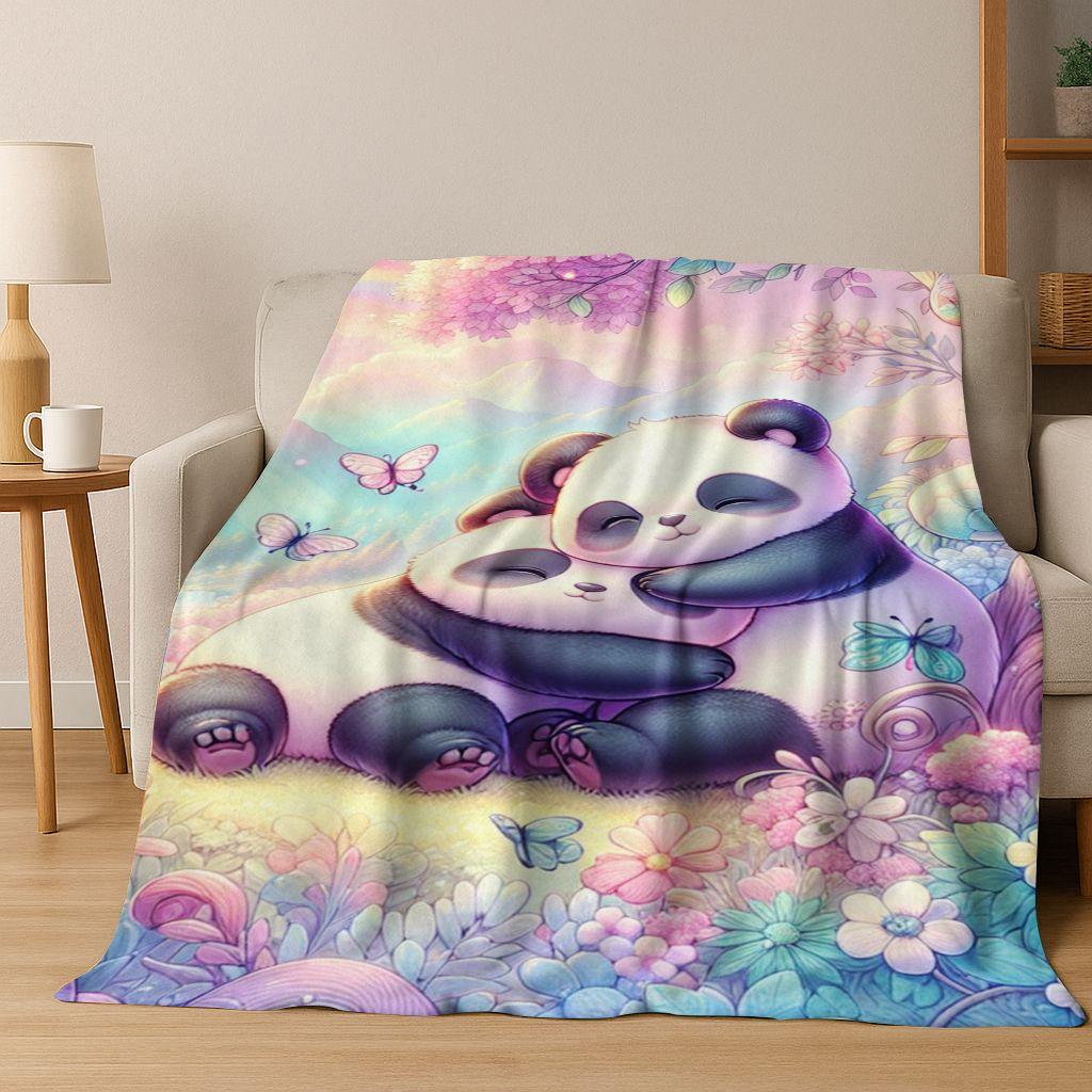 2026 New Dream Panda Cute Cartoon Art Flannel Blanket,Cozy Soft Throw Blanket for Home Bedroom Bed Sofa Picnic Cover Gift Kids