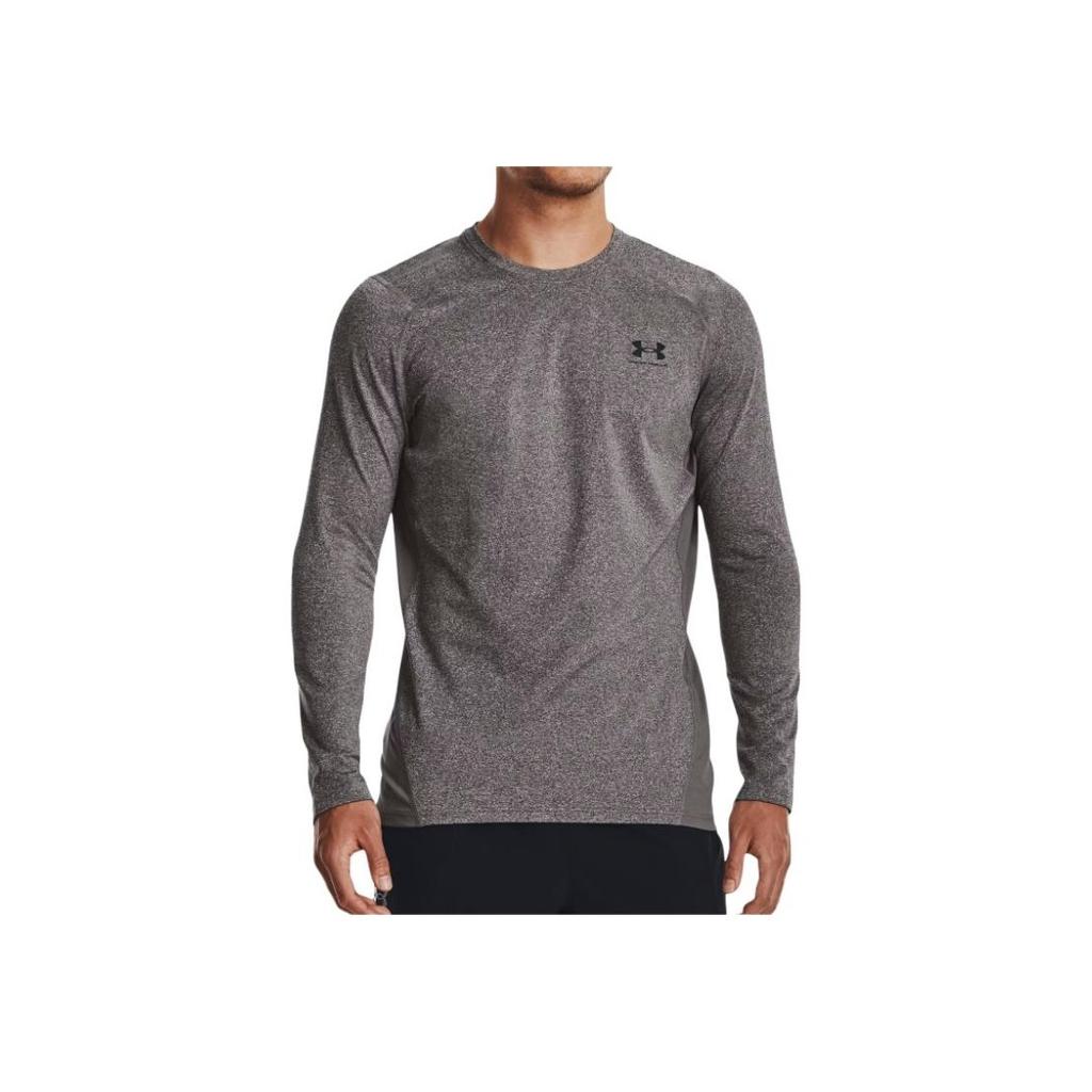 Under Armour Solid Color Crew Neck Pullover Long Sleeve T-Shirt Men Tops Charcoal 1366068-021