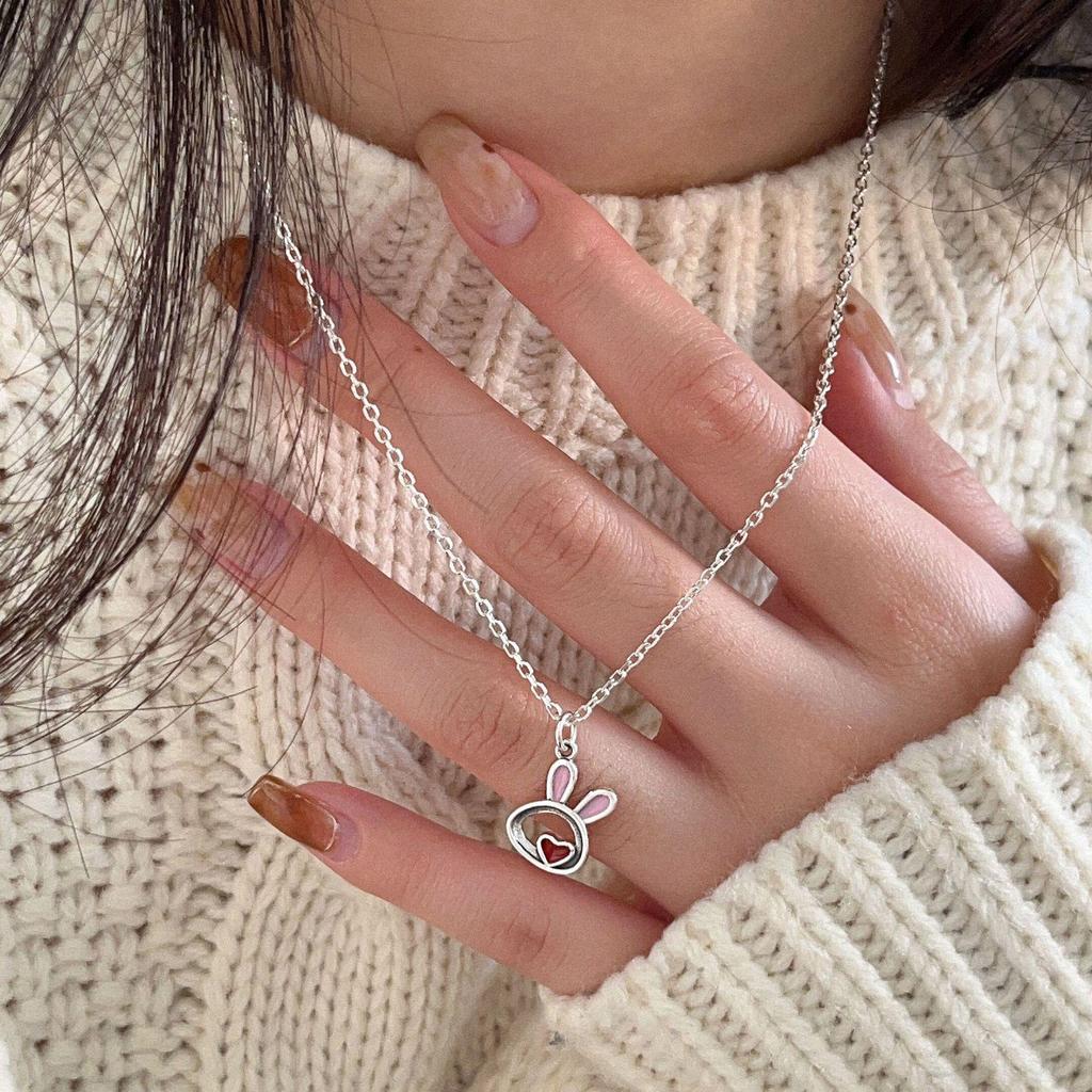 Yinruitai S925 Sterling Silver Rabbit Hoodie Necklace - Women's Luxury Design Clavicle Chain