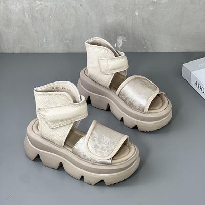 Round-toed Roman Sandals for Women's Outerwear, 2025 New Summer Style, Thick-soled, High-end, Fish-mouth,Open-toe Casual Sandals