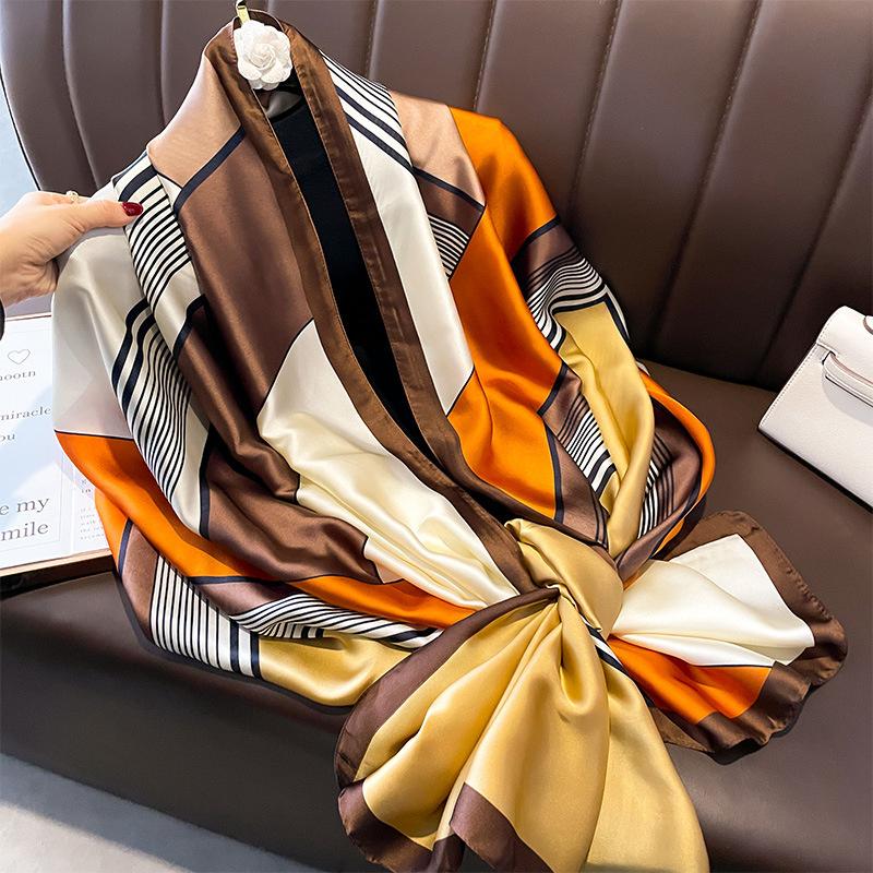 180X90Cm Luxury  Fashion Summer Women Soft Silk Scarves Female Shawl Foulard Ladies Muffler Beach Wrap Bandanna Pareo Beach