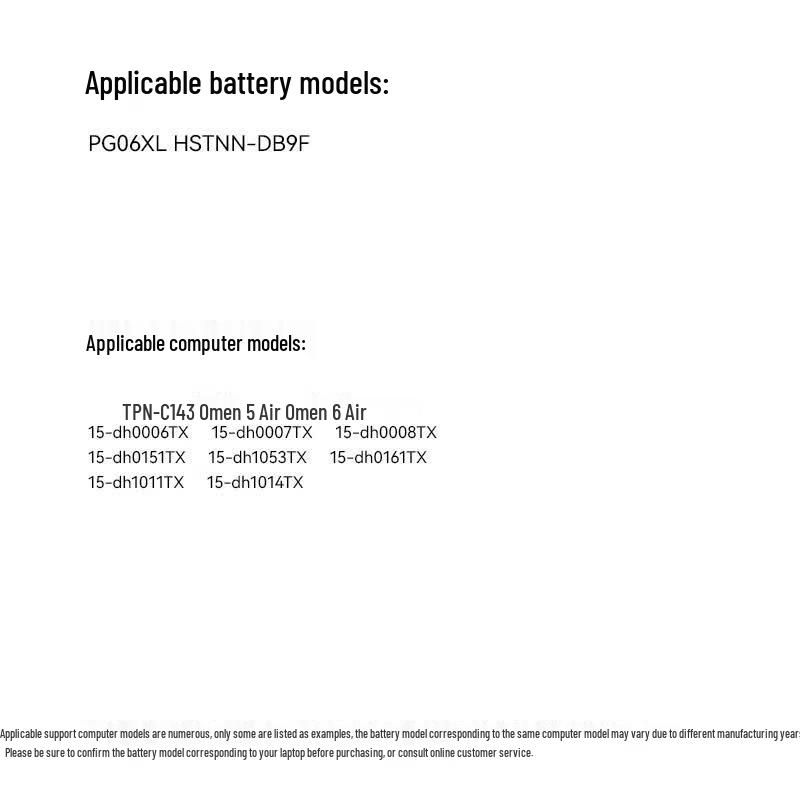llano Laptop Battery for HP OMEN 5/6 Air (TPN-C143 PG06XL)