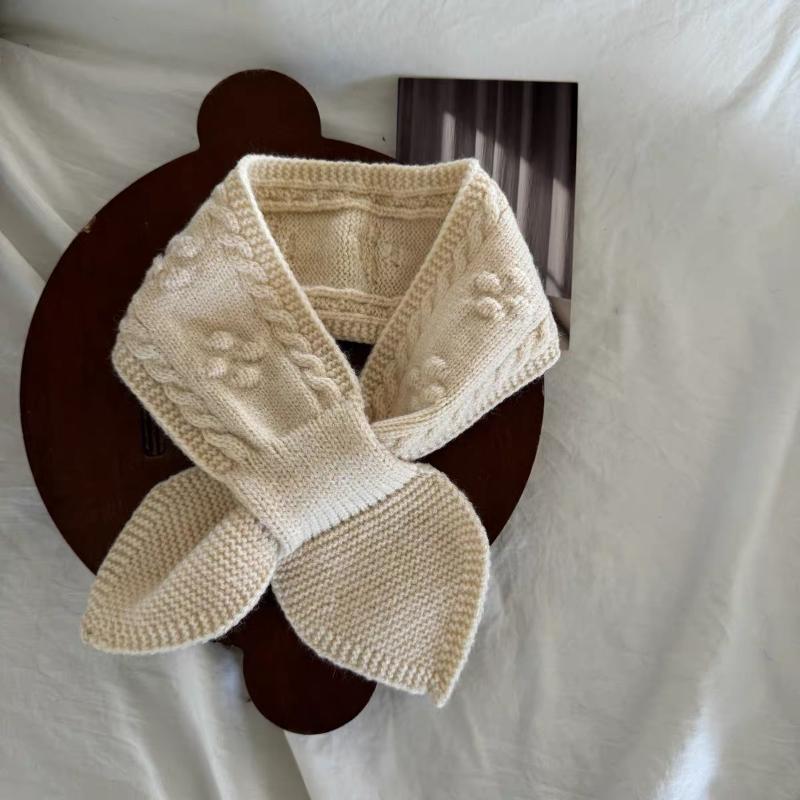 New Autumn And Winter Children'S Bow Tie Small Cross Scarves Cute Baby Soft Warm Knitted Scarf Fashionable Cross Scarf