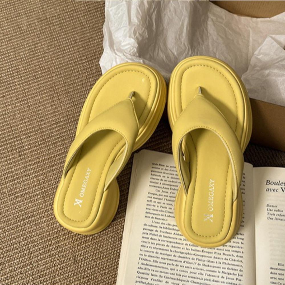 Fashion Thick-soled Slippers for Women Wear Non-slip Thick-soled Flip-flops Women's 2025 Summer New Versatile Beach Cool Slippers Womens
