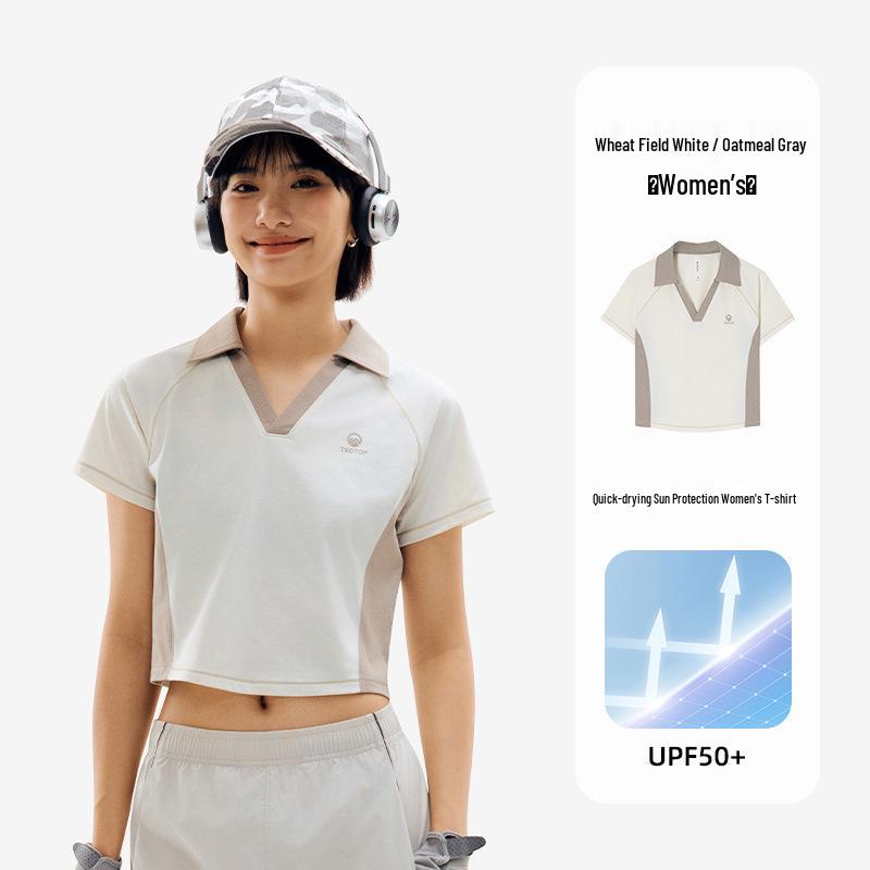 YX-Tantuo Women s UV Protection Quick-Dry Antibacterial Half-Zip Polo T-Shirt XL