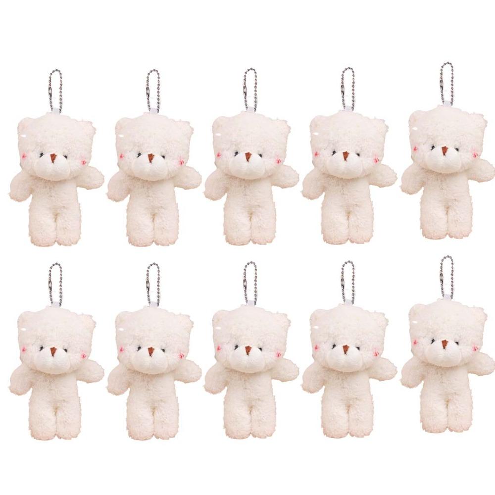 

10Pcs Cartoon Animal White Bear Plush Keychain Stuffed Bear Plush Dolls Holiday Gift Style B