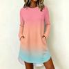 Women's Casual Long Sleeve Printed Neck Dress