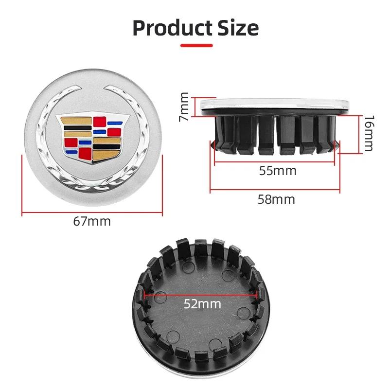 AABHT1 4pcs 67mm Car Wheel Center Hub Caps Cover for Cadillac BLS CT4 CT6 CTS SLR SLS SRX XT4 XT5 XT6 XTS Escalade Deville DTS Tiburon