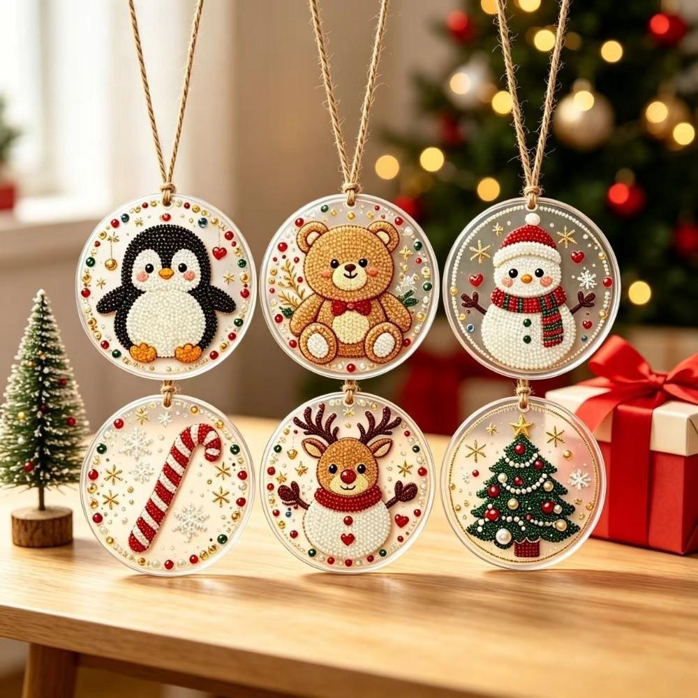 6pcs Deer Tree Christmas DIY Hanging Ornaments Santa Claus Christmas Craft Decoration Festival