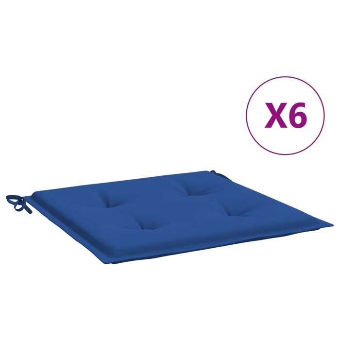 VidaXL Garden Chair Cushions 6 Pcs Royal Blue 50x50x3 Cm 314061