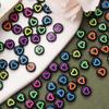 Home Party Supplies Bracelet Loose Beads Earrings Heart Pattern 100Pcs Accessories Necklace DIY Materials Flat Round Keychain Fashion Spacer 6.5mm