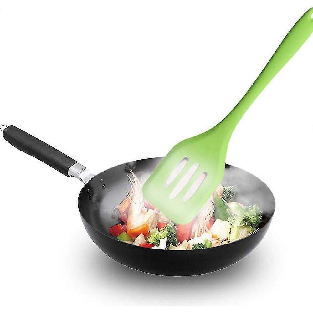 Ensemble d'ustensiles de cuisine, Vert 5 Pièces Ensemble de spatules en silicone - Pinceaux à badigeonner - Pinceau à huile pour pâtisserie - Fouet à œufs - Spatule ajourée - Spatule de cuisson en silicone