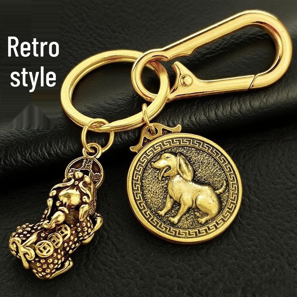 Fortune Keychain: Wealth-Attracting Pixiu & Zodiac Pendant for Road Safety