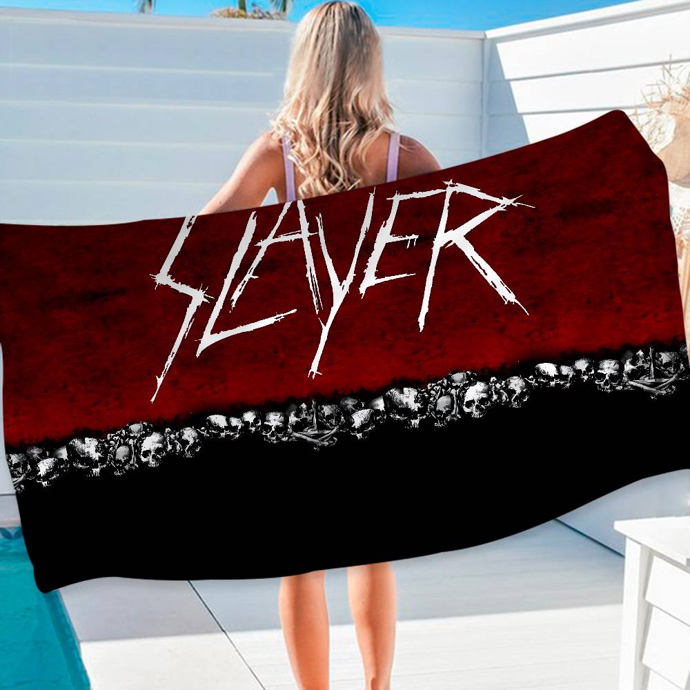 Slayer Heavy Metal Band Music Bath Towel Microfiber Soft Water Absorbing Breathable For Girl Kids Decorative Cartoon