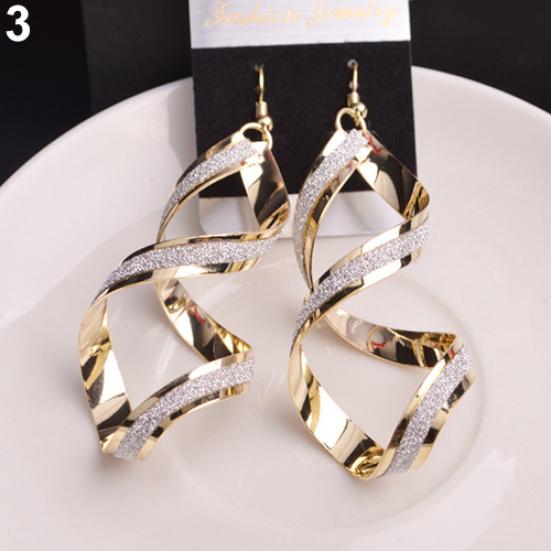 Women Spiral Scrub Hook Dangle Earrings Wedding Engagement Bridal Jewelry Gift