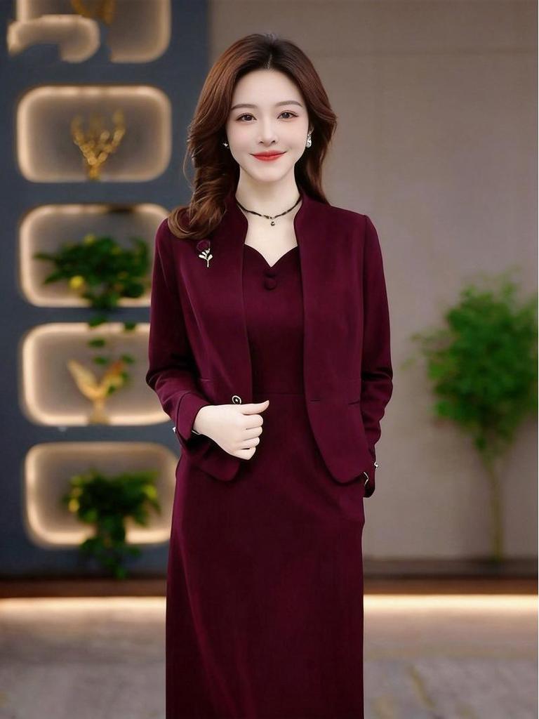 Elegant Spring 2026 Mid-Length Two-Piece Dress for Mature Women