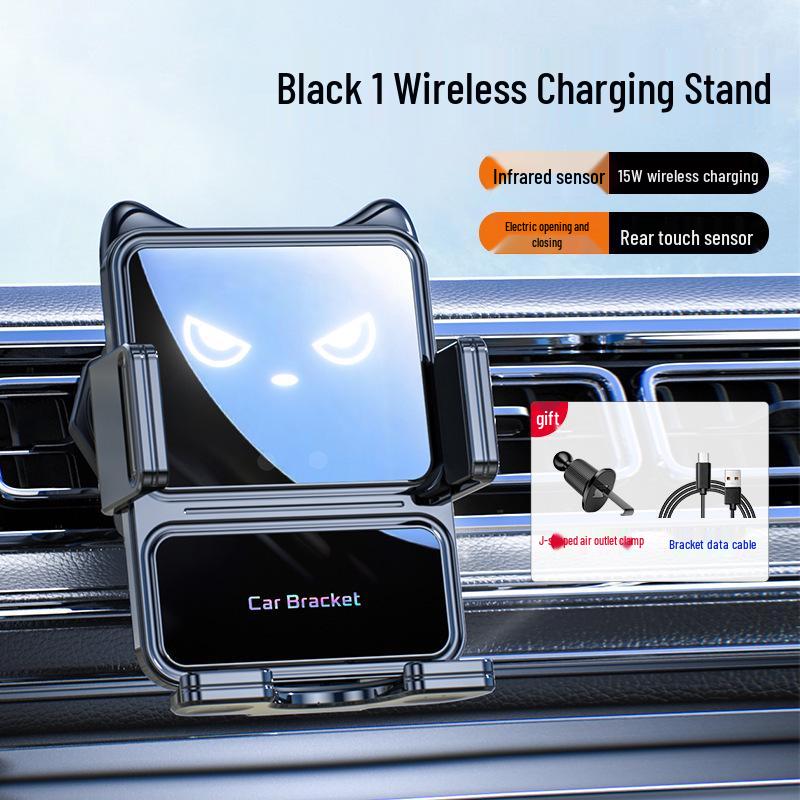 

New Foldable Smart Car Phone Holder with 15W Wireless Charging & Navigation Feature чёрный