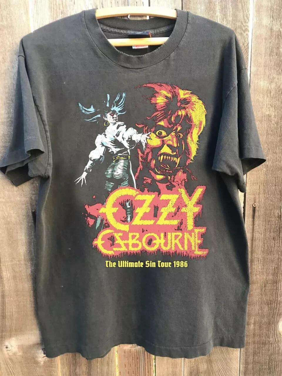 The Ultimate Sin Tour 1986 Ozzy Osbourne Reprint T shirt Black tee XXXL