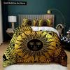 Bohemian Duvet Cover Set Golden Sun Twin Bedding Set Boho Style for Teens Adults Double Queen King Size Polyester Qulit Cover