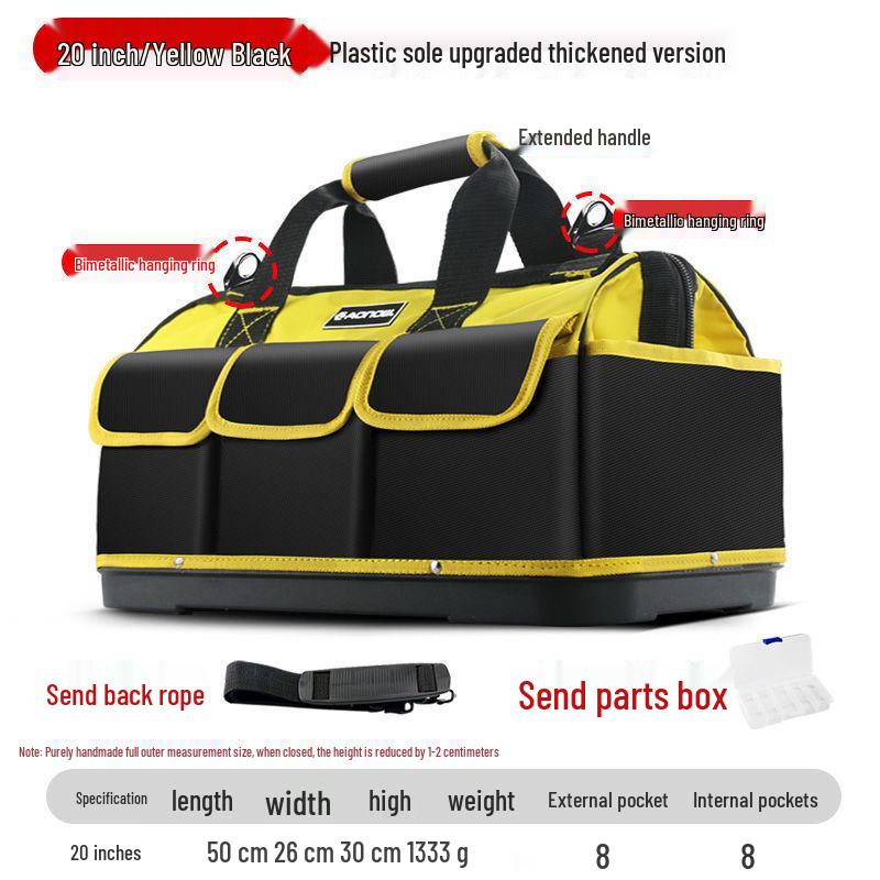 Durable Canvas Multifunctional Handbag with Plastic Bottom for Electricians