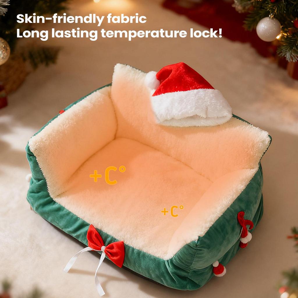 2025 Christmas Pet Warm Nest Washable Winter Warming Cat And Dog Bed Non-Slip Cozy Pet Nest For Home Animal Balcony Apartment