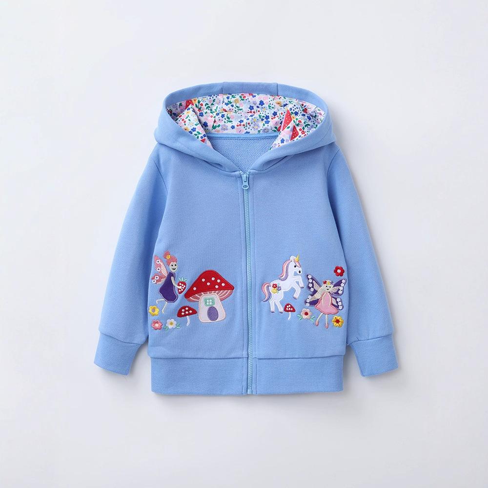 New Autumn And Winter Creative Embroidered Children'S Jacket Long Sleeve Hooded Zipper Sweatshirt Cartoon Children'S Sweatshirt Jacket