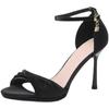 High Heels Women's Summer 2025 New One-word with Kink Black Stiletto Sexy and Beautiful Versatile Open-toed Sandals