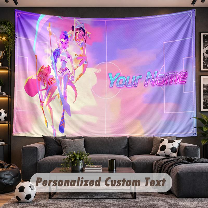 Kpop Demon Hunters Personalized Tapestry Support Custom Name, Wall Art Home Decoration