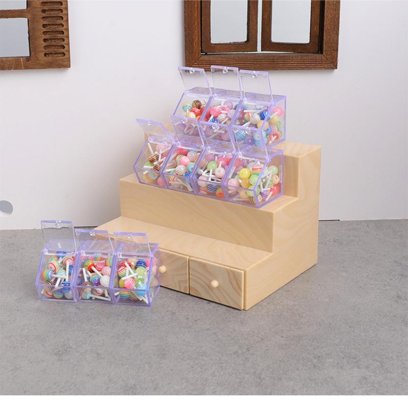 1/12 Dollhouse Simulation Storage Display Rack With Lollipop Dollhouse Mini Supermarket Scene Decoration Pretend Play Toys