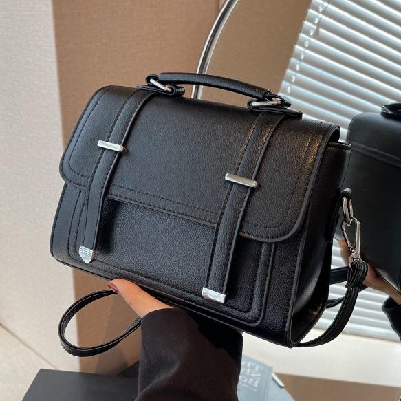 

Елегантна Сумка з Текстурованої Шкіри Класична Квадратна Сумка Модна Сумка Кросбоді Універсальна Сумка-Тоут Мінімалістична Зручна Сумка на Плече 23cm×11cm×18cm чорний