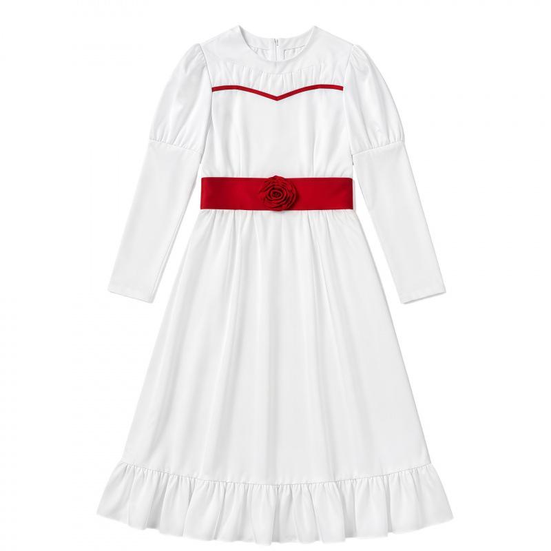Halloween Annabelle Costumes Children Adult Cosplay Conjuring Ghost Doll Dress Wig Set