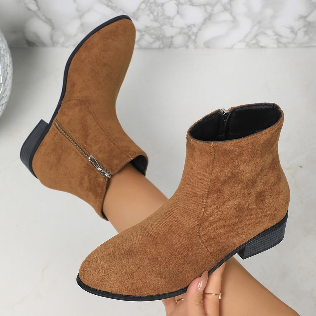 Fashionable 2024 Autumn Plus Size Women's Suede Martin Boots With Side Zipper