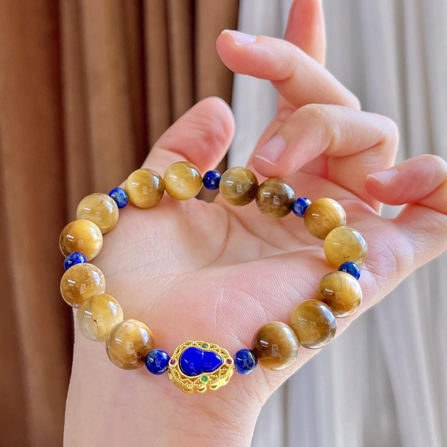 High Quality Natural Tiger Eye Stone Lapis Lazuli Design Bracelet