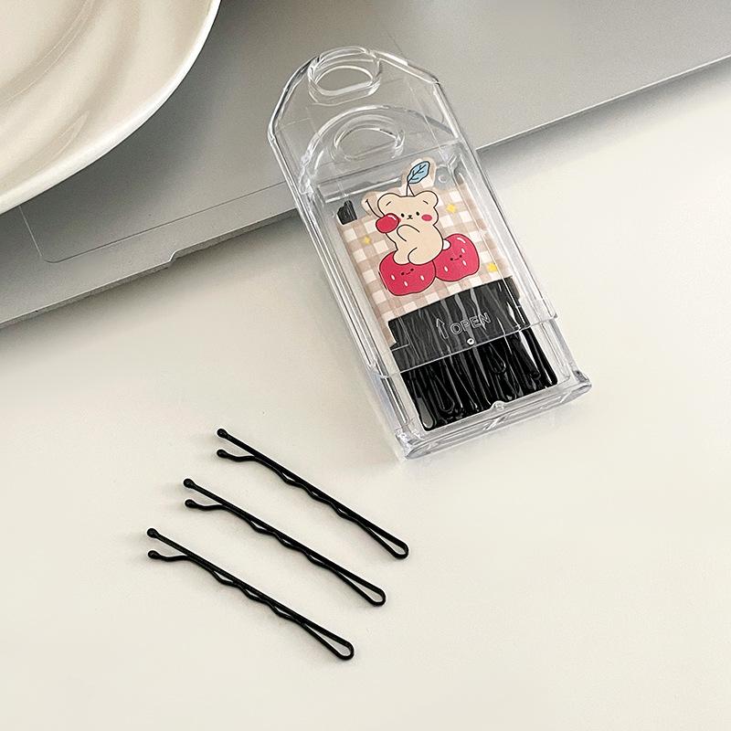 

Заколка для волос с черной прямой челкой в коробке: Элегантный стальной зажим для фиксации сломанных волос, боковых зажимов и аксессуаров для головных уборов.