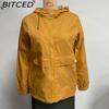 BITCED Hooded Solid-Colour Trench Coat for Women Long-Sleeved Spring/Autumn Lightweight Jacket Casual Style
