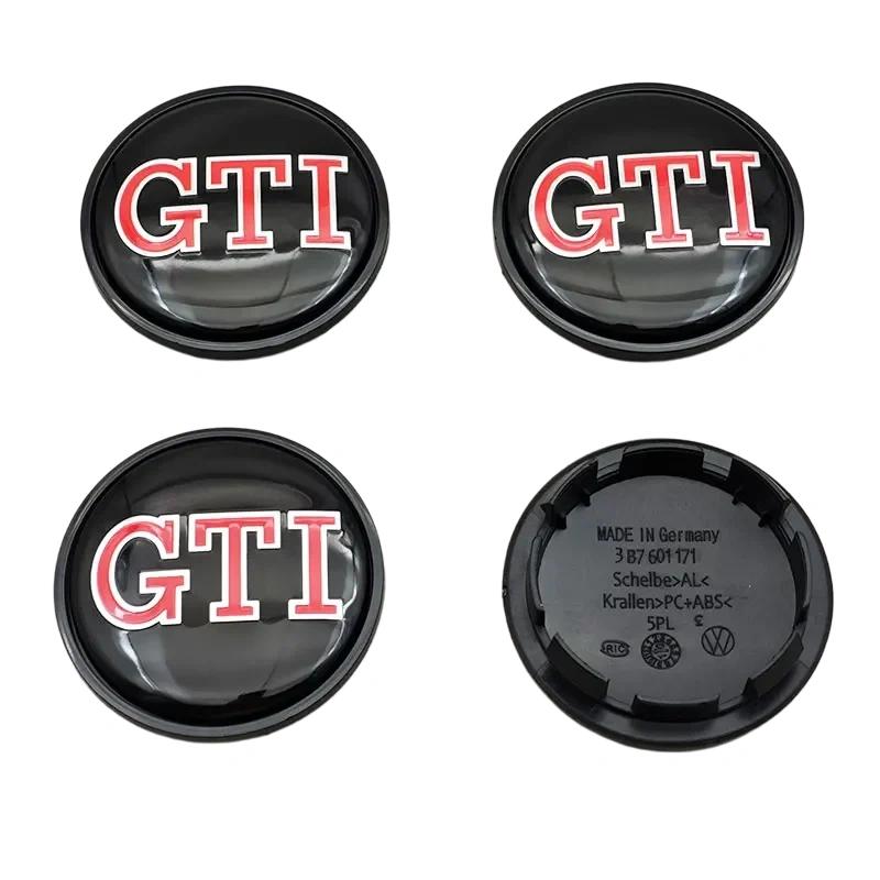 4Pcs 65mm Car Emblem Badge Wheel Center Caps Wheels Hub Cap Hubcaps Auto Rim Centre Cover Styling Car Accessories GTI