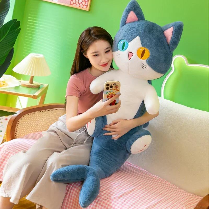 135cm Pupil Shark Cat Doll Pillow Sleeping Girl Plush Toy Plant Stuffed Doll Holidays Props Decorative Throw Pillow for Kids