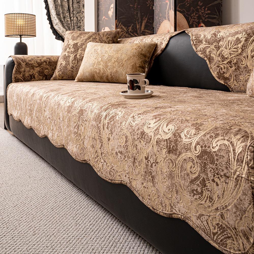 Hot Sales Short Plush Bronzing Non-slip Sofa Towel Sofa Cushions Seat Couch Cover Living Room Decor Household Dust Mat