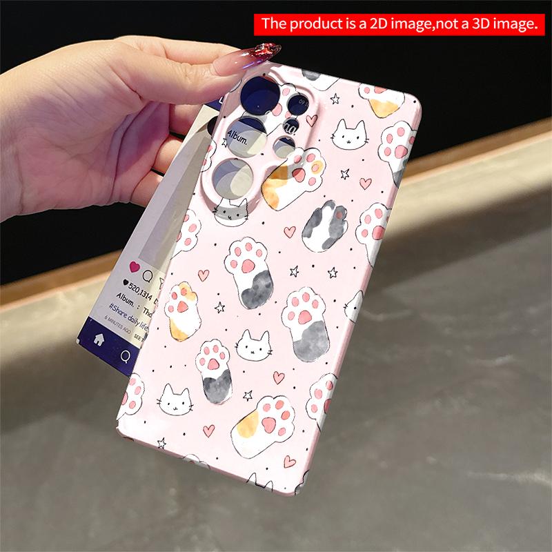2DFlat Samsung Phone Case Cute Cat Paws & Faces Pattern Phone Case Applicable To Galaxy S22 S23 S24 S25ULTRA S26 A12 A13 A14 A15 A16