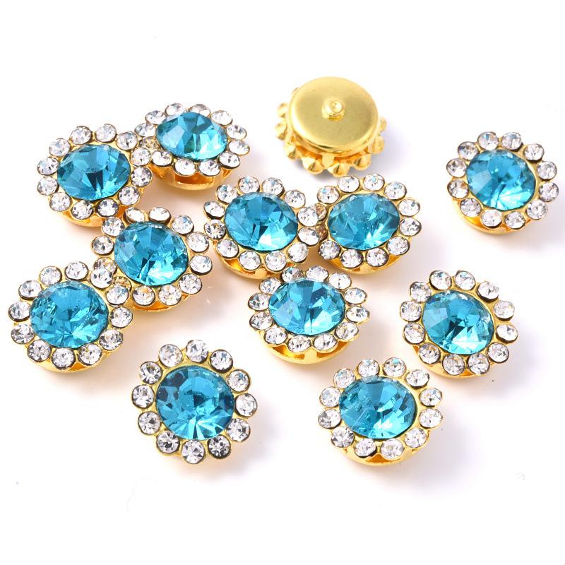 Sun Flower Claw Diamond, Glass Flower-Shaped Rhinestone Buckle Hand Seam Diamond, Round Flower Plate Grab Diamond Diy Jewelry Button Decoration