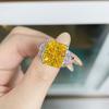 Cubic Zirconia Jewelry 925 Sterling Silver Fancy Color Rhodium Plated Radiant Cut Solitaire Ring Luxury Jewelry Women