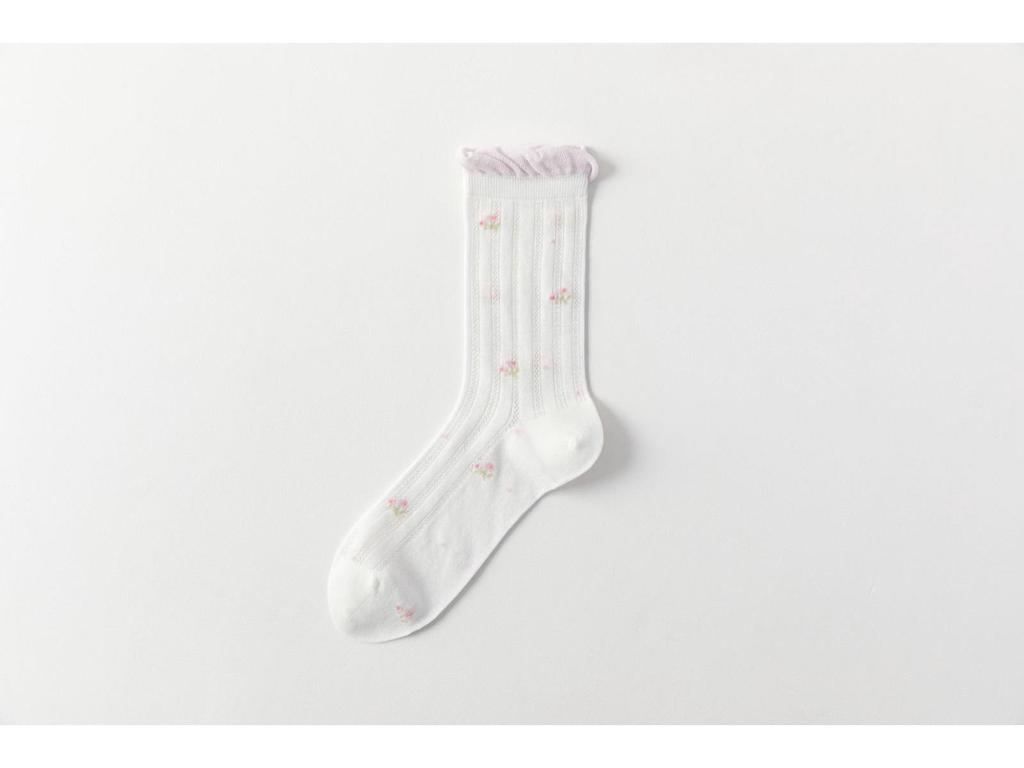 Spring & Summer Breathable Mesh Mid-Calf Socks with Bow Lace Bubble Cuff