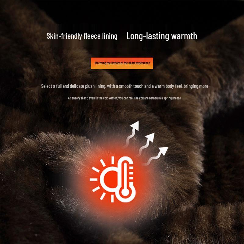 

Мужское зимнее пальто из плотного хлопка на флисовой подкладке - Повседневная теплая куртка для папы XL (Recommended 115–130 jin)