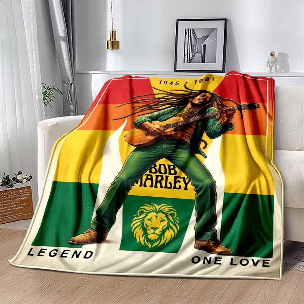 Bob Marley Rasta Blanket Durable Comfort Perfect For Chair Livingroom Sofa Four Seasons Universal Playful Design Birthday Christmas Gift Blanket